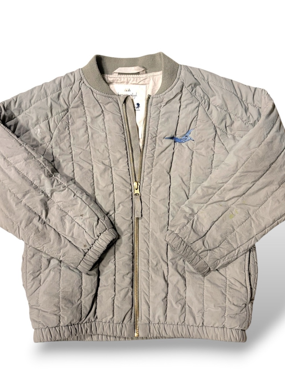 Kids Quilted Bomber Jacket in Light Gray - Unbranded